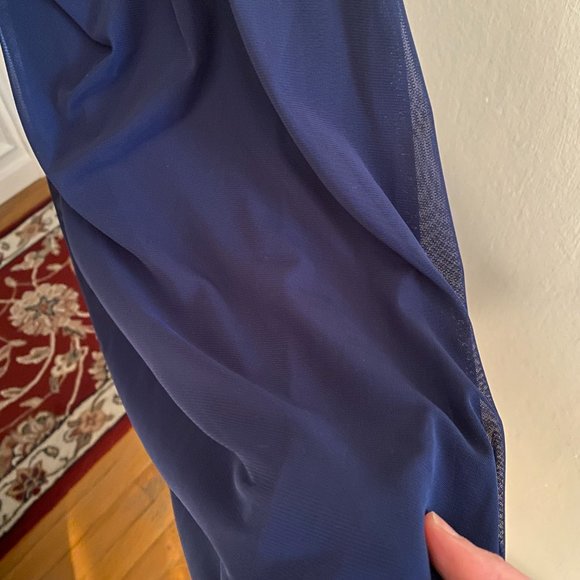 La Femme Ruched Cut Out Maxi Dress Navy Blue - Picture 6 of 9